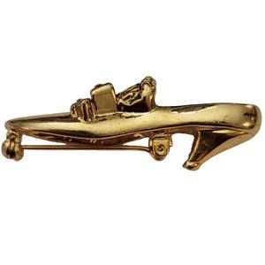 1928 Brand Gold Tone Clear Rhinestone Shoe Brooch Pin K690
